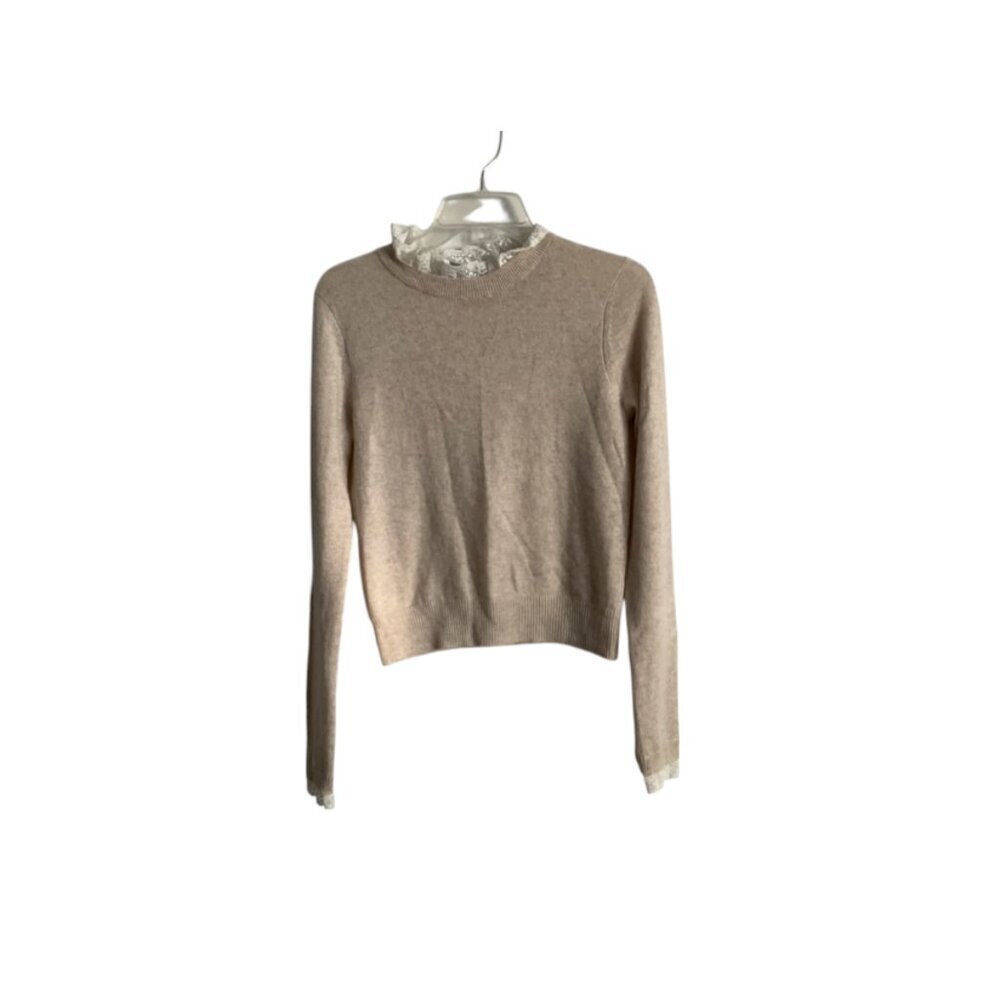 Autumn Cashmere Lace neckline cream cashmere sweater